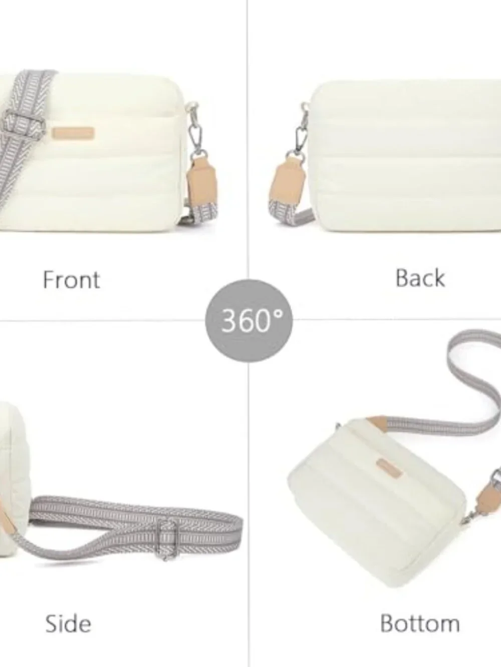 Lightweight Quilted Puffer Crossbody Bag with Adjustable Guitar Strap